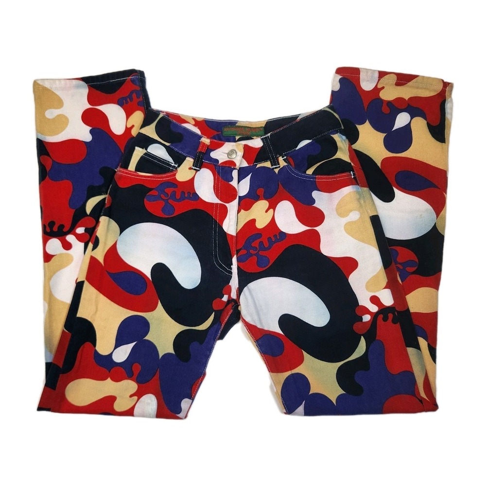 Vintage Katharine Hamnett Italy Abstract Psychedelic Print Jeans Women's 26 Y2K